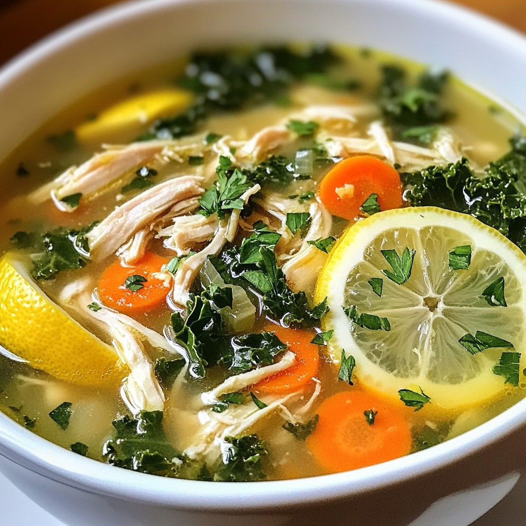 Lemon Chicken Soup with Kale Healthy Comfort Food