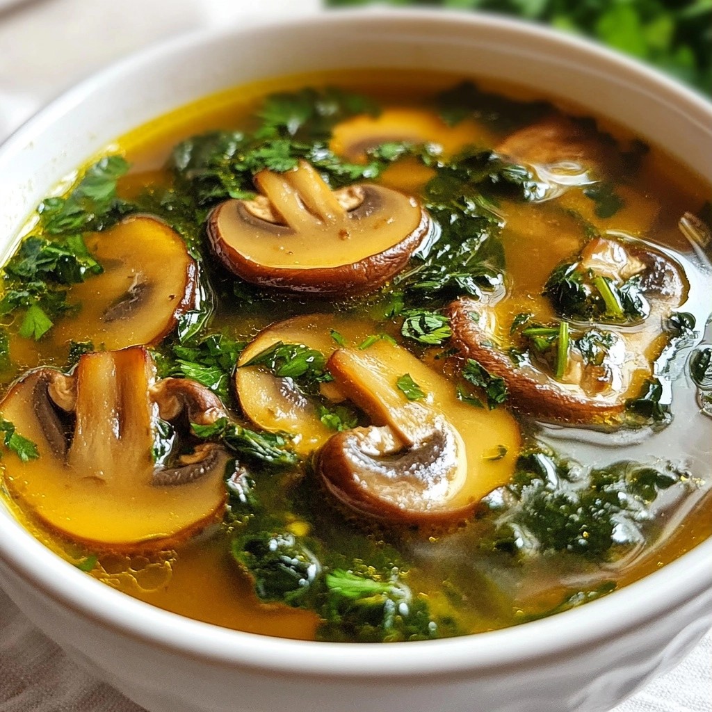 Healthy Mushroom and Spinach Broth Nutritious Recipe