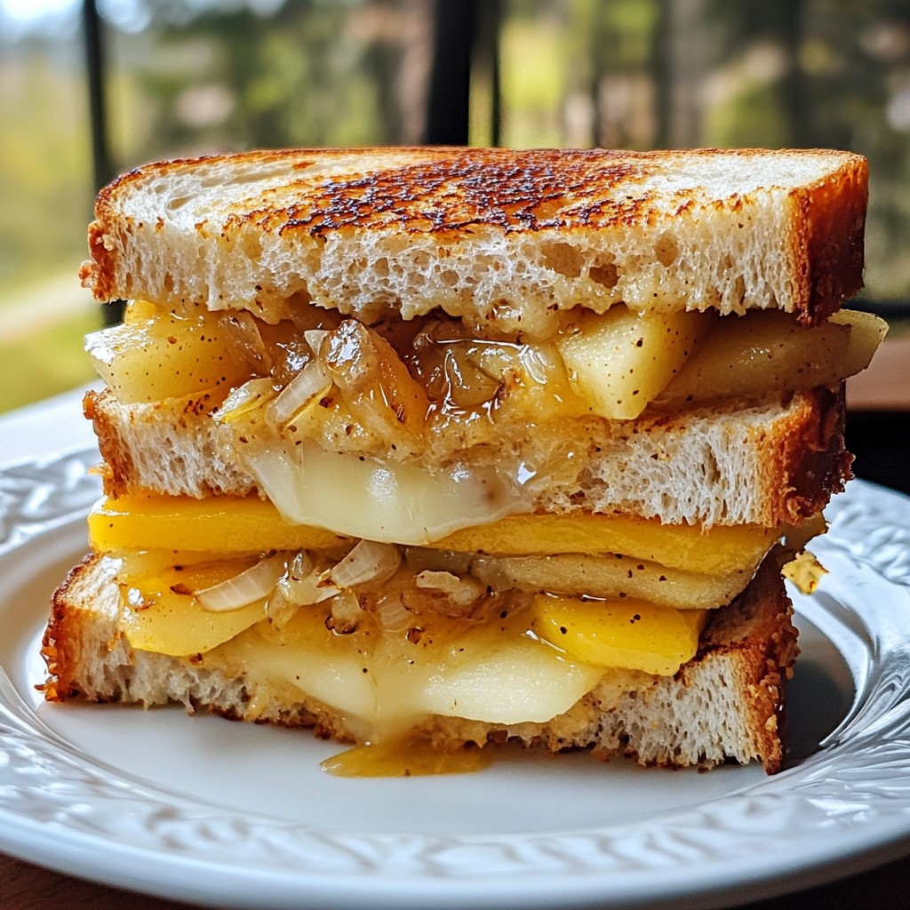 Pear Apple Grilled Cheese with Caramelized Onions Delight