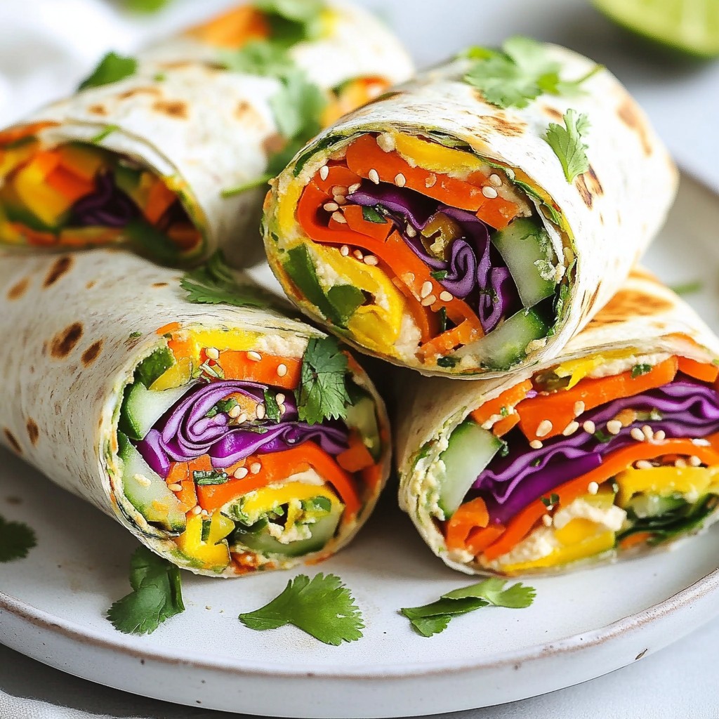 Vegan Rainbow Veggie Wraps Packed with Flavorful Freshness