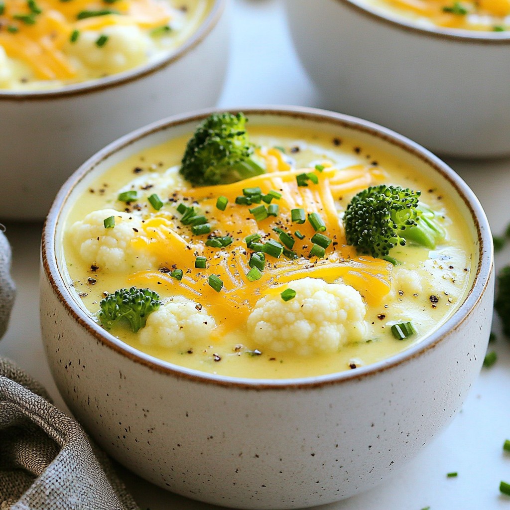 Creamy Soup Cauliflower and Broccoli Cheddar Dish