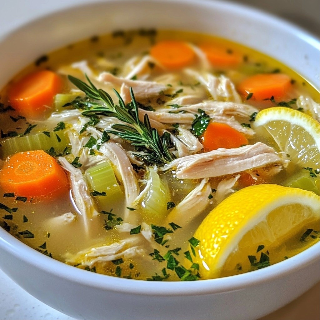 Chicken Soup with Garlic and Thyme Savory Comfort Food