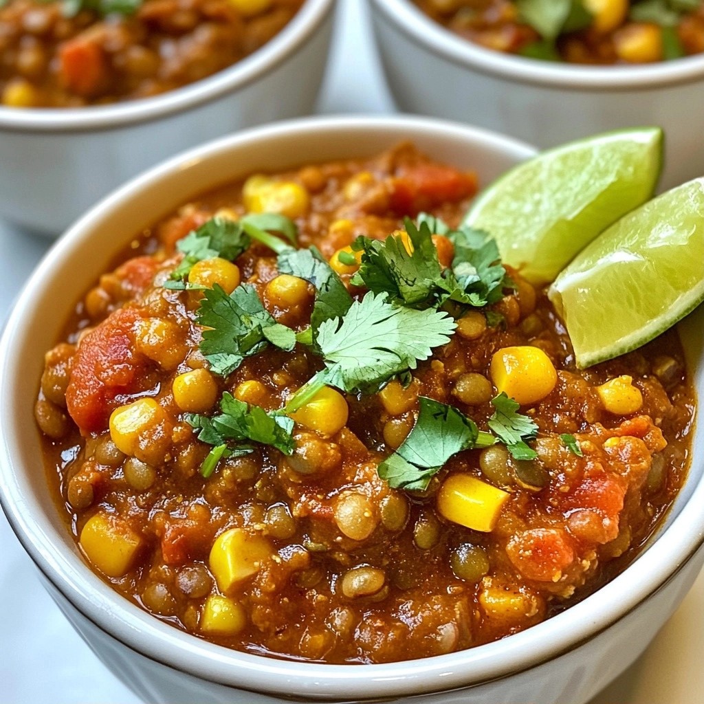 Spicy Green Lentil and Corn Chili Flavorful Delight