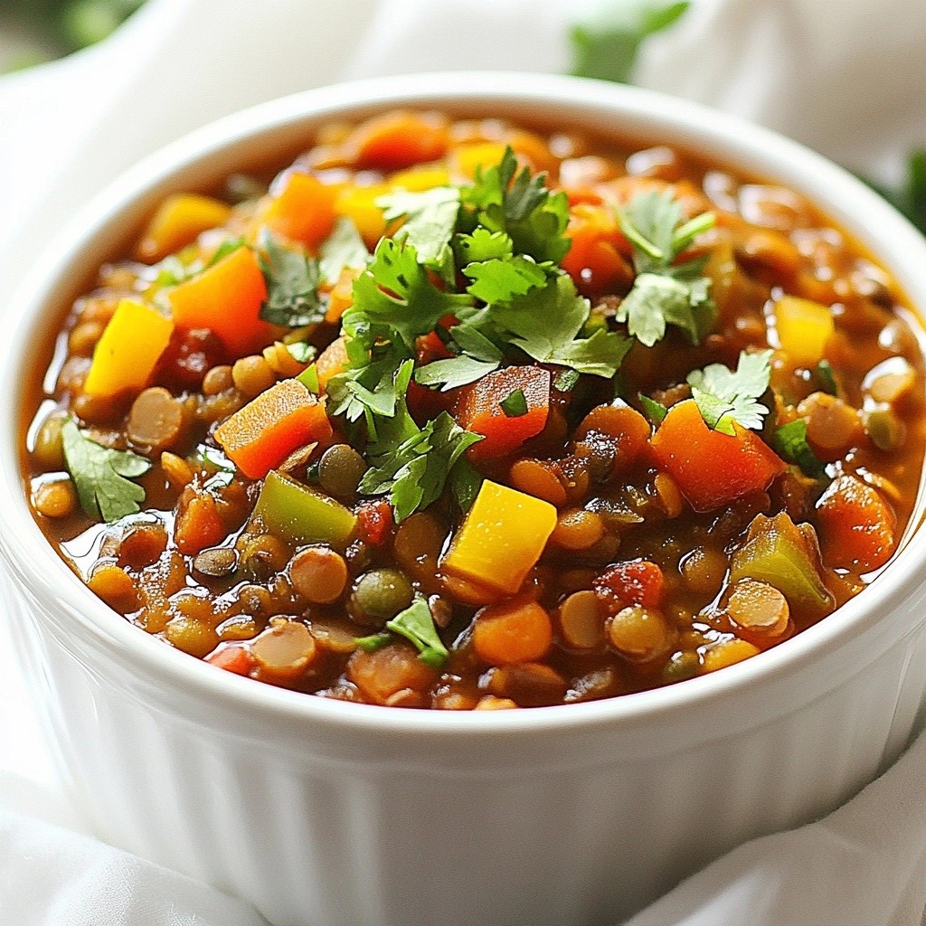Vegetarian Lentil Chili with Sweet Peppers Delight