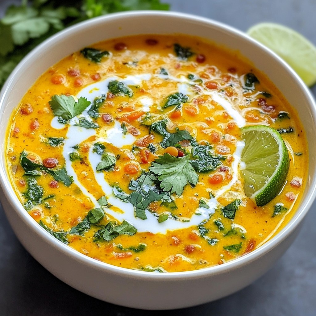 Creamy Soup Coconut Curry Lentil Soup Delight