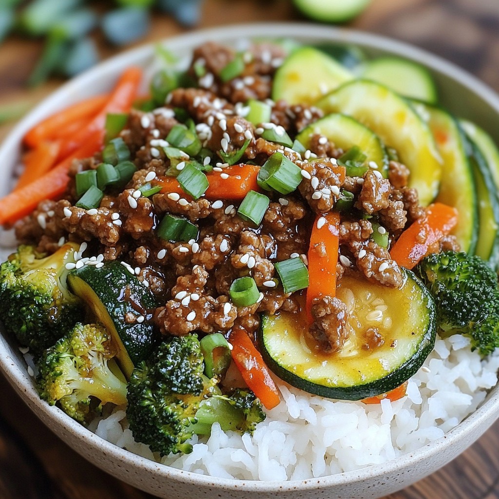 Spicy Ground Beef Veggie Stir-Fry Bowl Delight