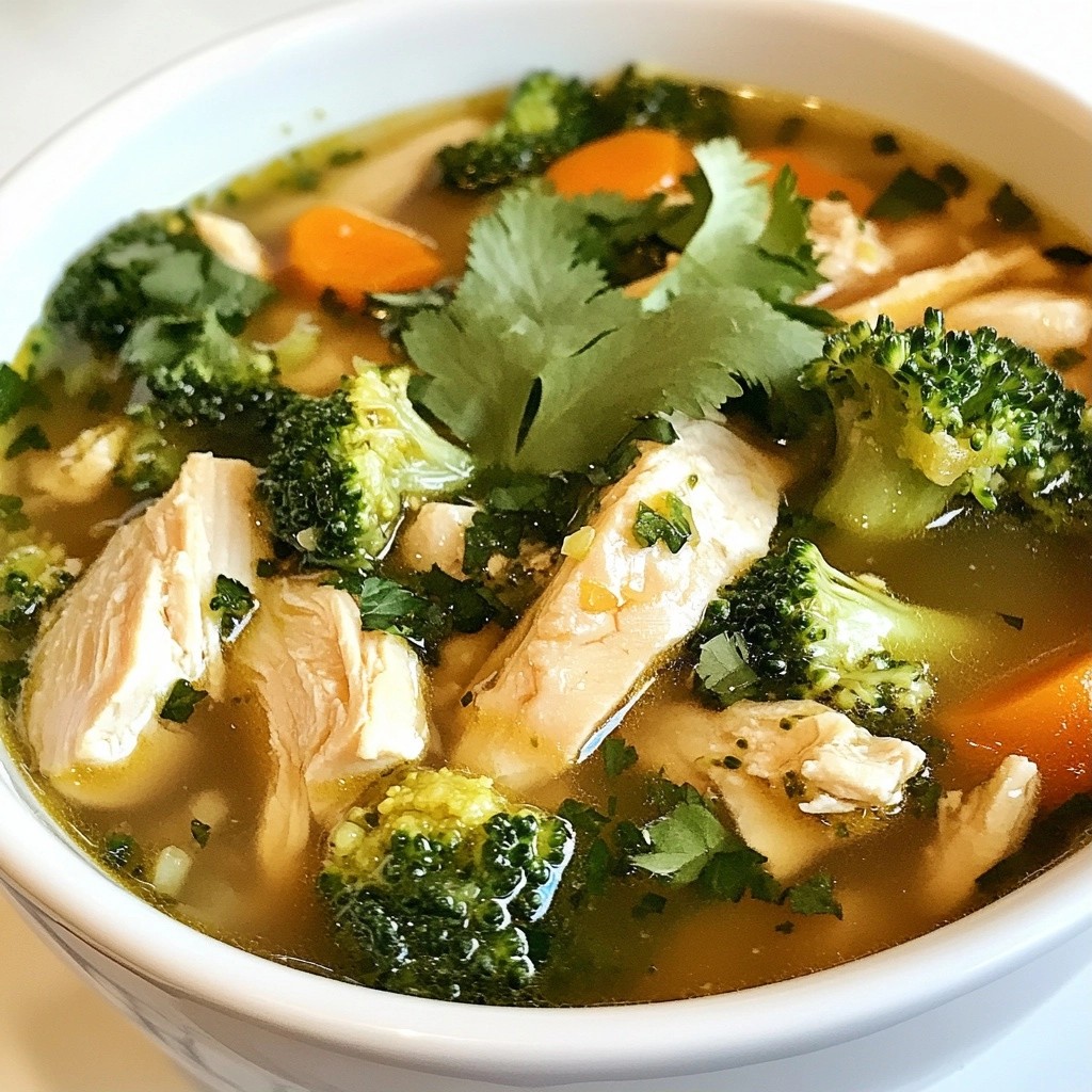 Chicken Ginger Soup with Broccoli Flavorful Boost