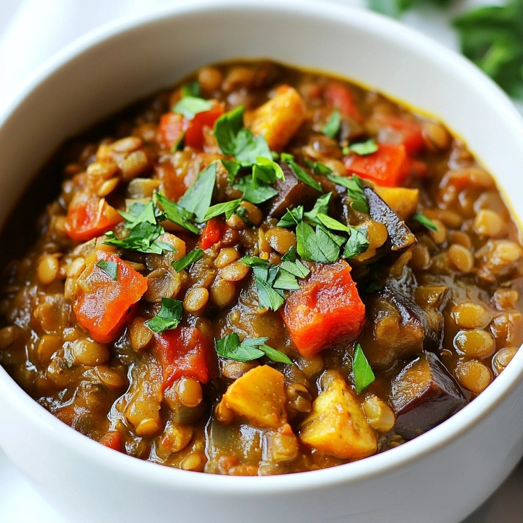Hearty Lentil and Eggplant Stew with Cumin Delight