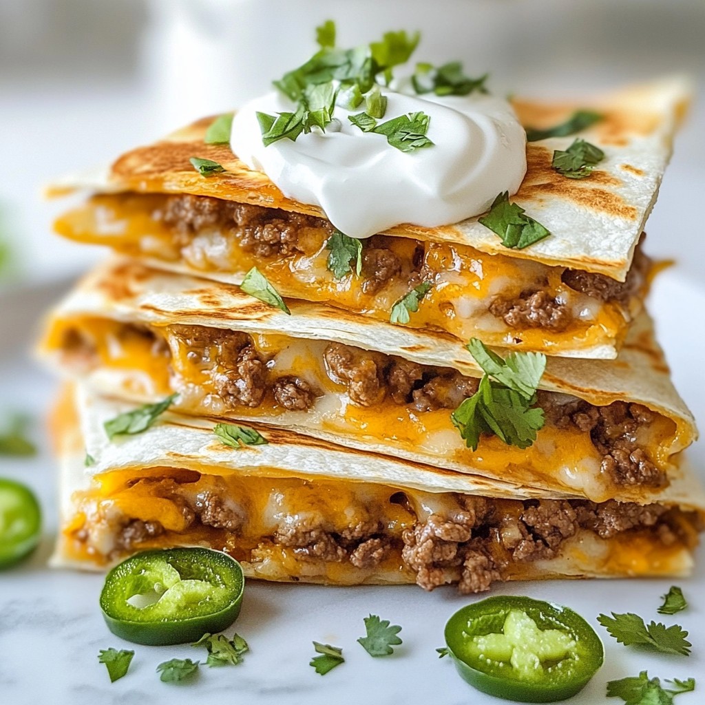 Beef & Cheddar Quesadilla Towers Savory Flavor Stack