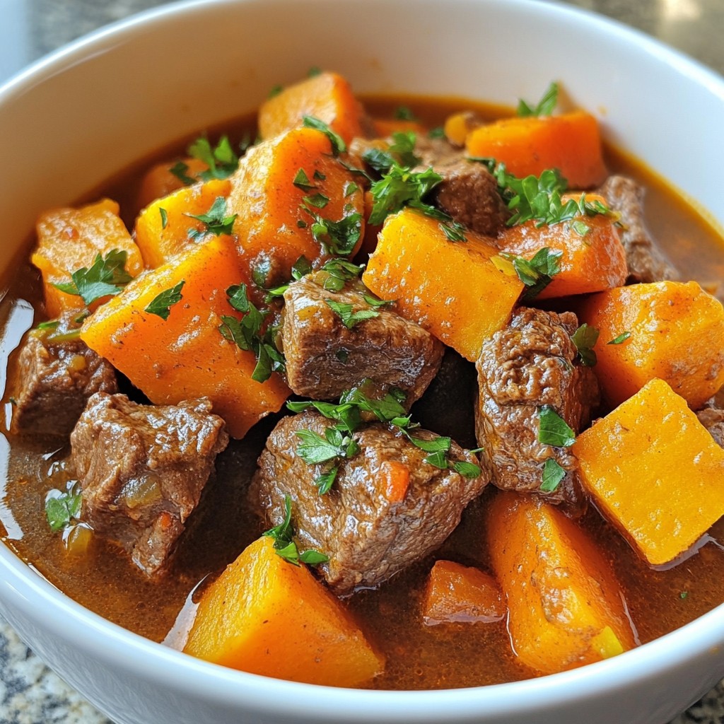 Hearty Beef and Sweet Potato Stew Comfort Meal Recipe