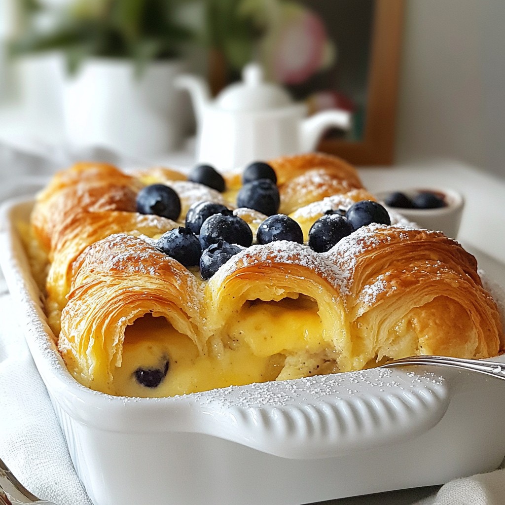 Blueberry Cream Cheese Croissant Casserole Delight