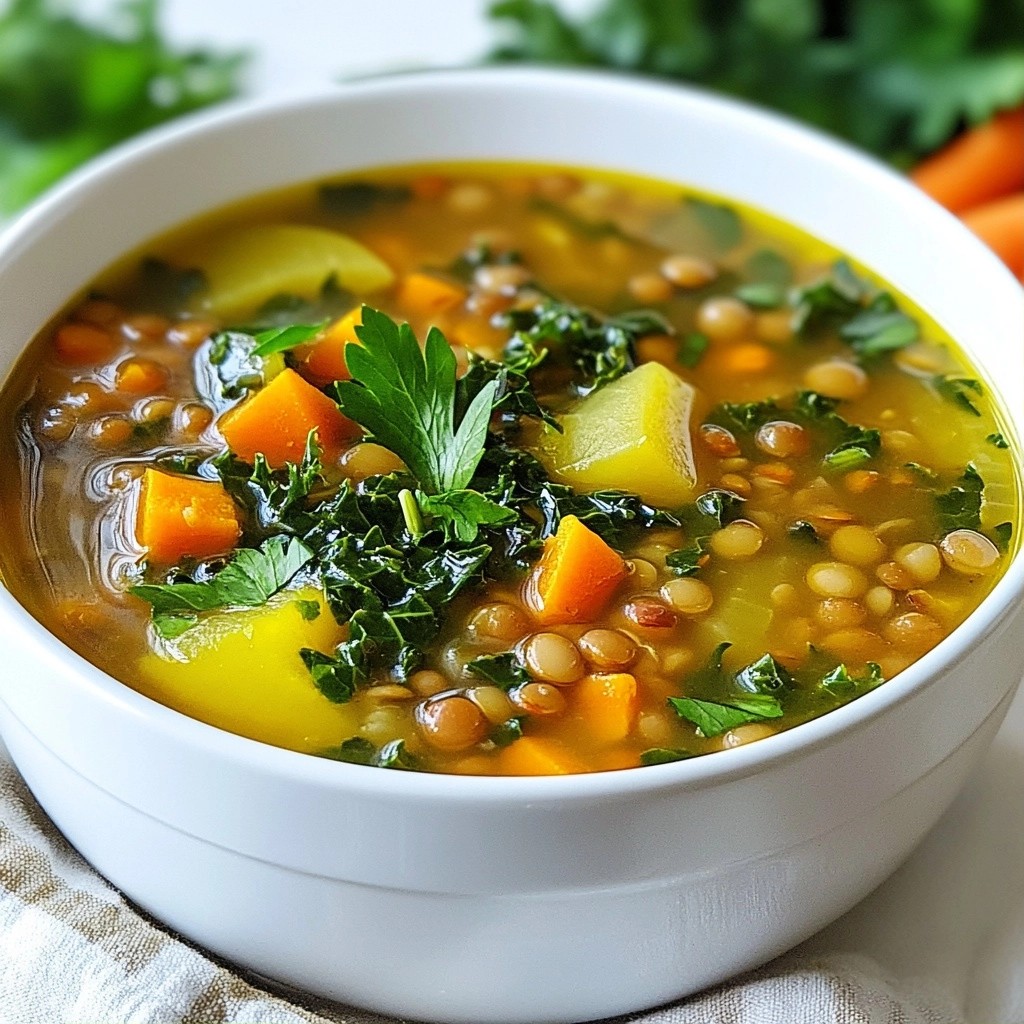 Healthy Vegetable Broth with Lentils and Kale Delight