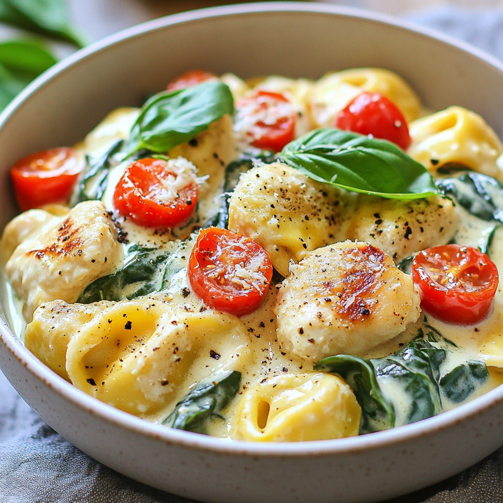 One Pan Creamy Chicken Tortellini Easy and Quick Meal