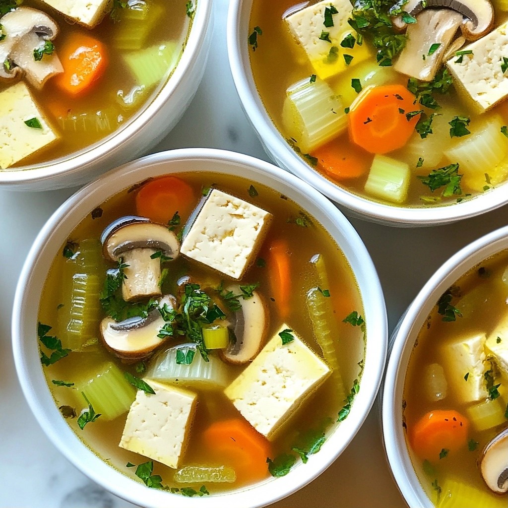 Herbed Vegetable Broth with Tofu Deliciously Nourishing