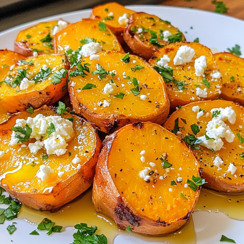 Roasted Sweet Potato Rounds with Honey and Feta Delight