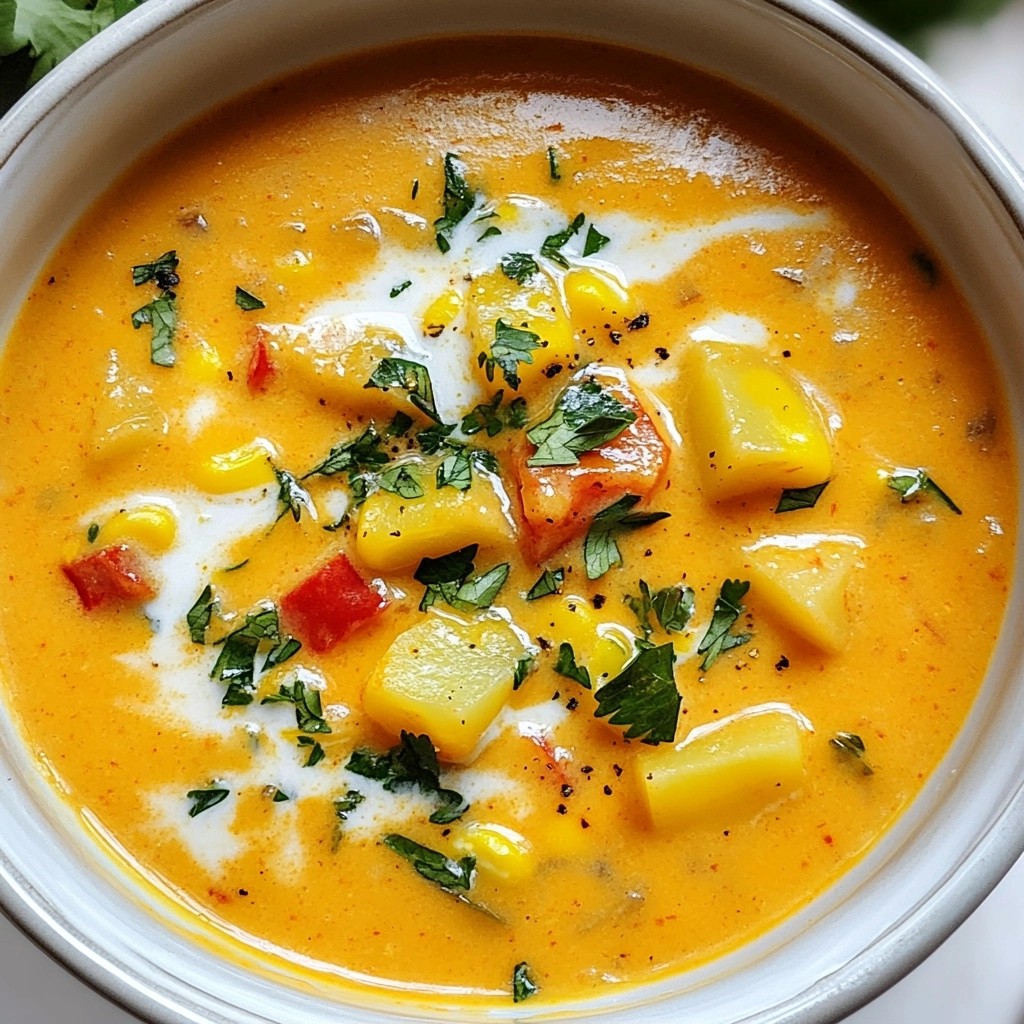 Creamy Soup Roasted Red Pepper and Corn Chowder Recipe