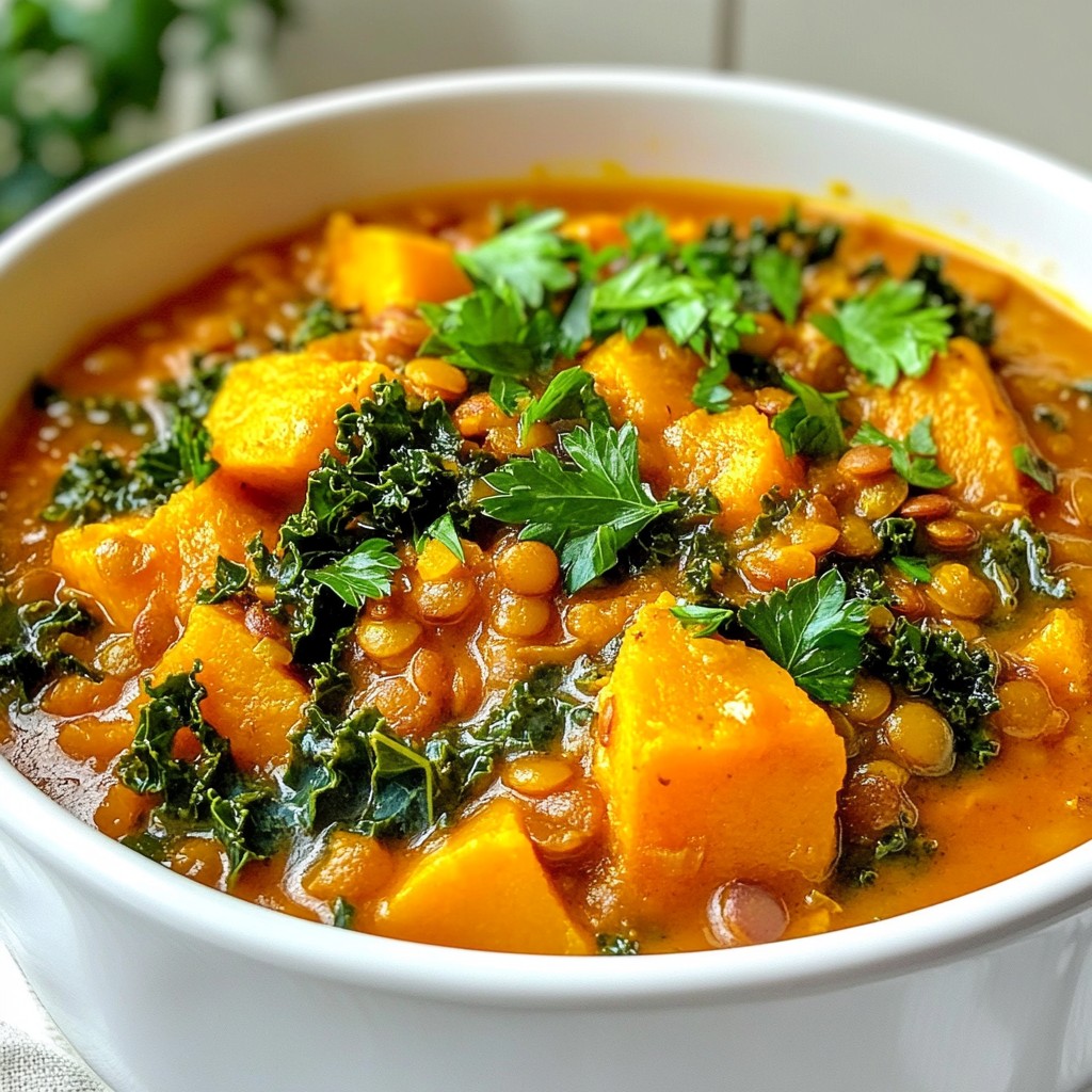 Hearty Sweet Potato and Kale Lentil Stew Recipe
