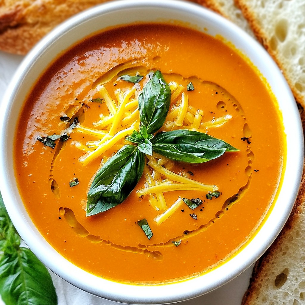 Creamy Soup Tomato Basil and Cheese Bisque Delight
