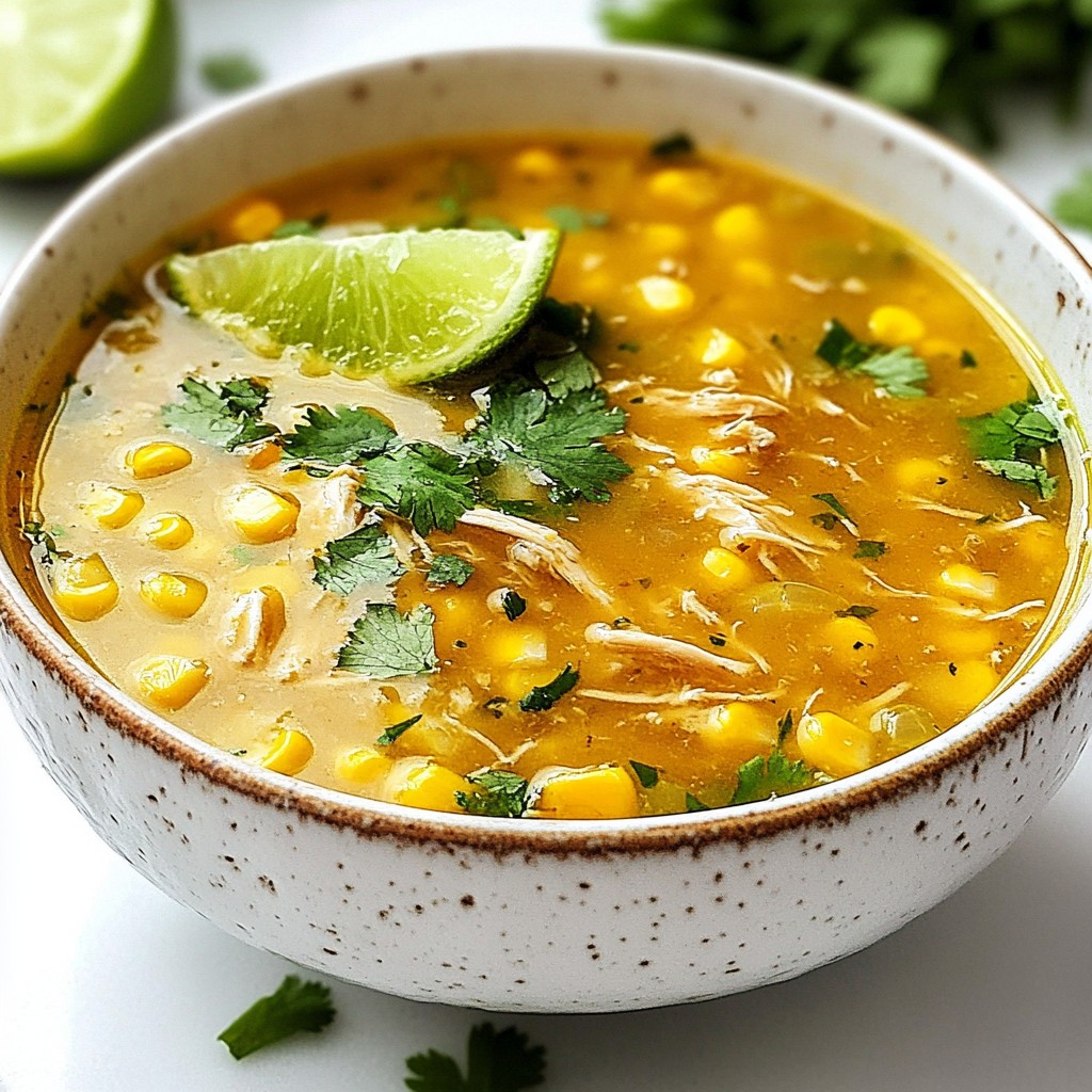 Chicken and Corn Soup with Cilantro Flavor Boost