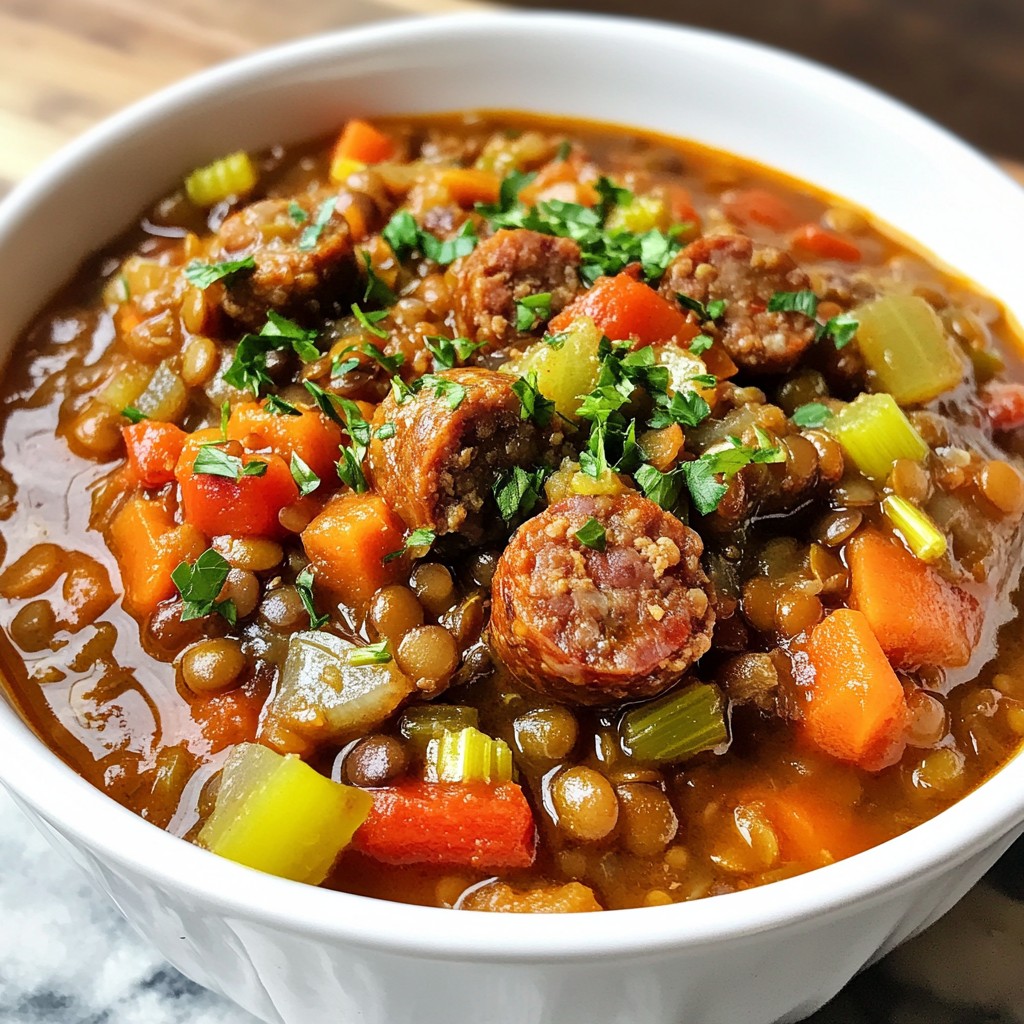Hearty Lentil and Sausage Stew Flavorful Comfort Meal