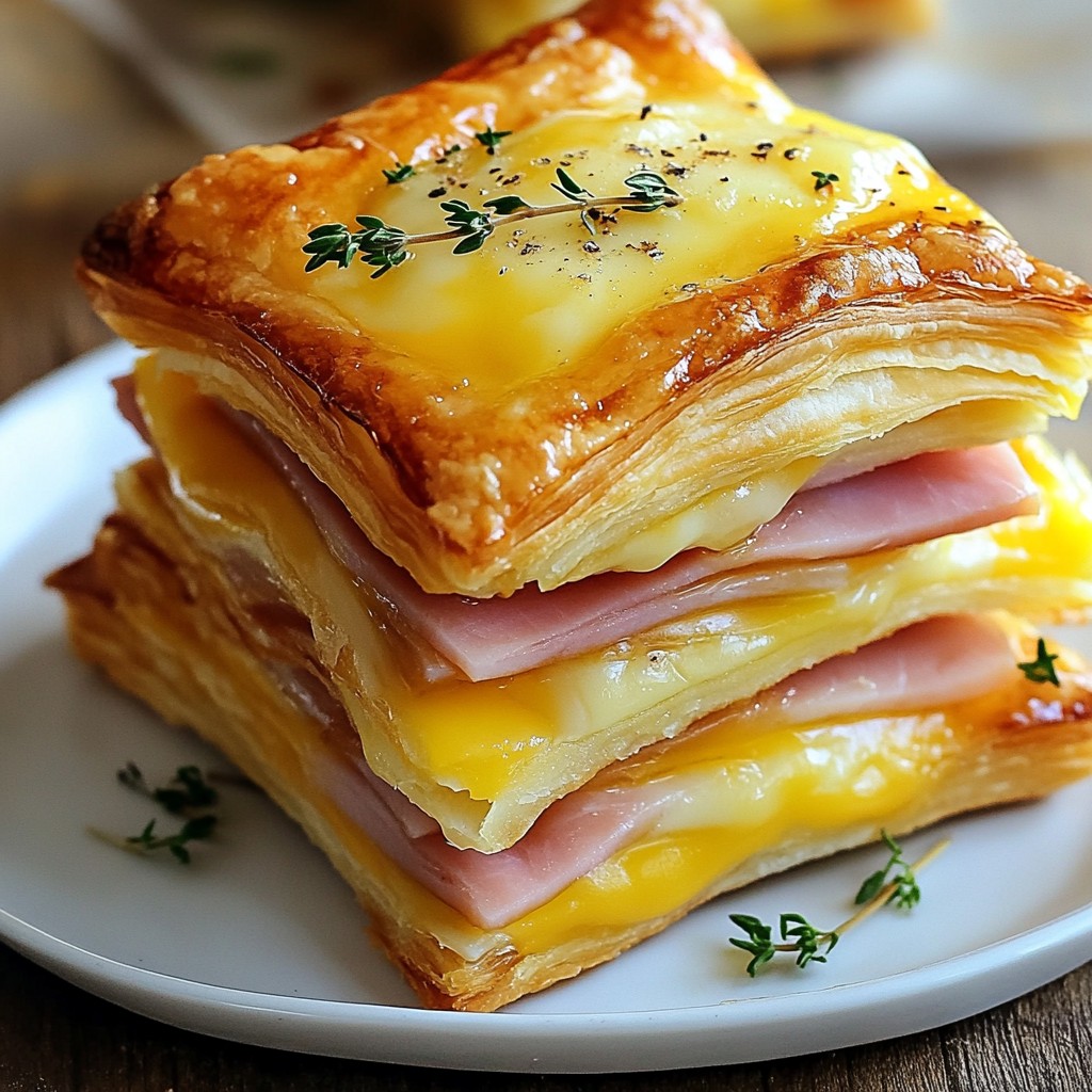 Crispy Ham & Cheese Puff Pastry Stacks Delight
