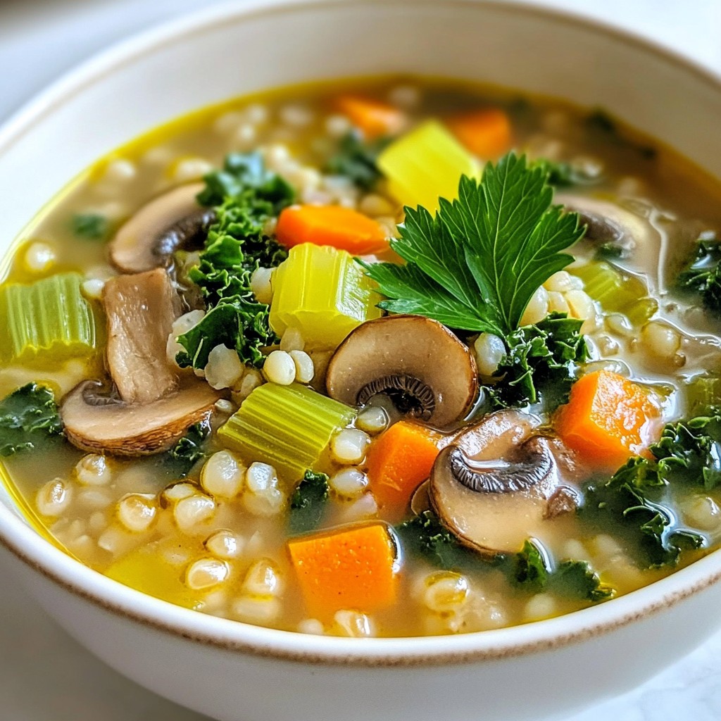 Vegan Mushroom and Barley Soup Hearty and Wholesome