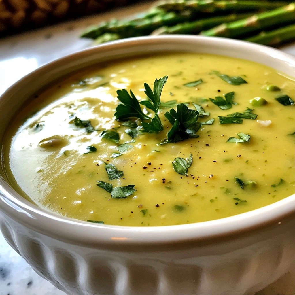 Creamy Soup Roasted Garlic and Asparagus Velouté Delight