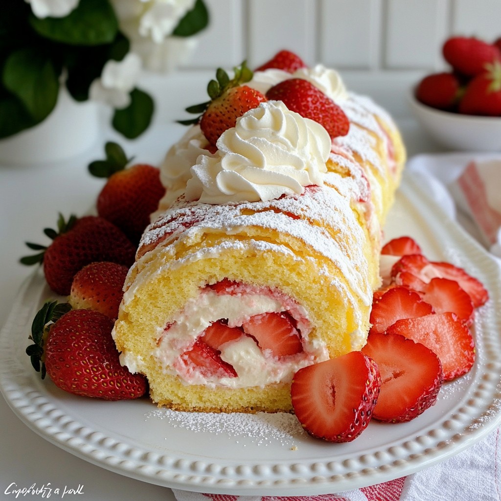 Strawberry Shortcake Cheesecake Roll Delightful Recipe