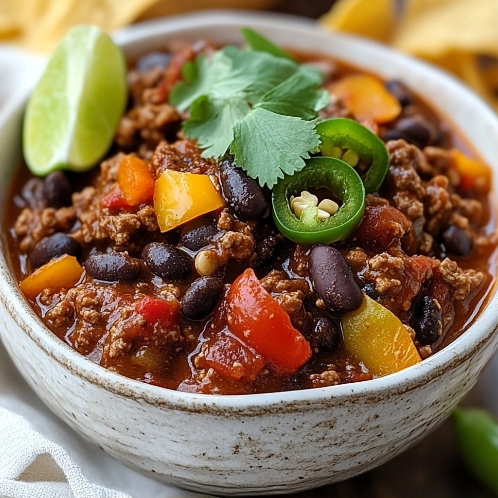 Spicy Beef and Black Bean Chili with Lime Delight