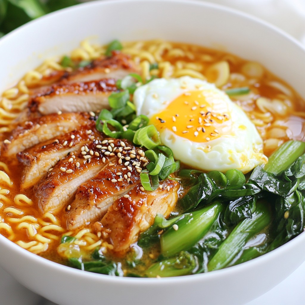 Fiery Chicken Ramen with Garlic Sauce Delight
