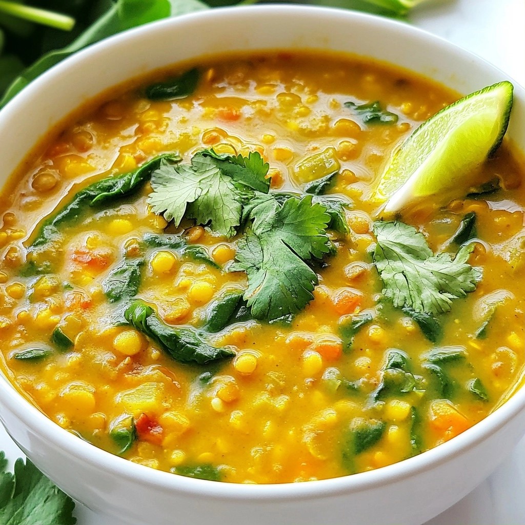 Vegan Curried Lentil Soup with Spinach Delight