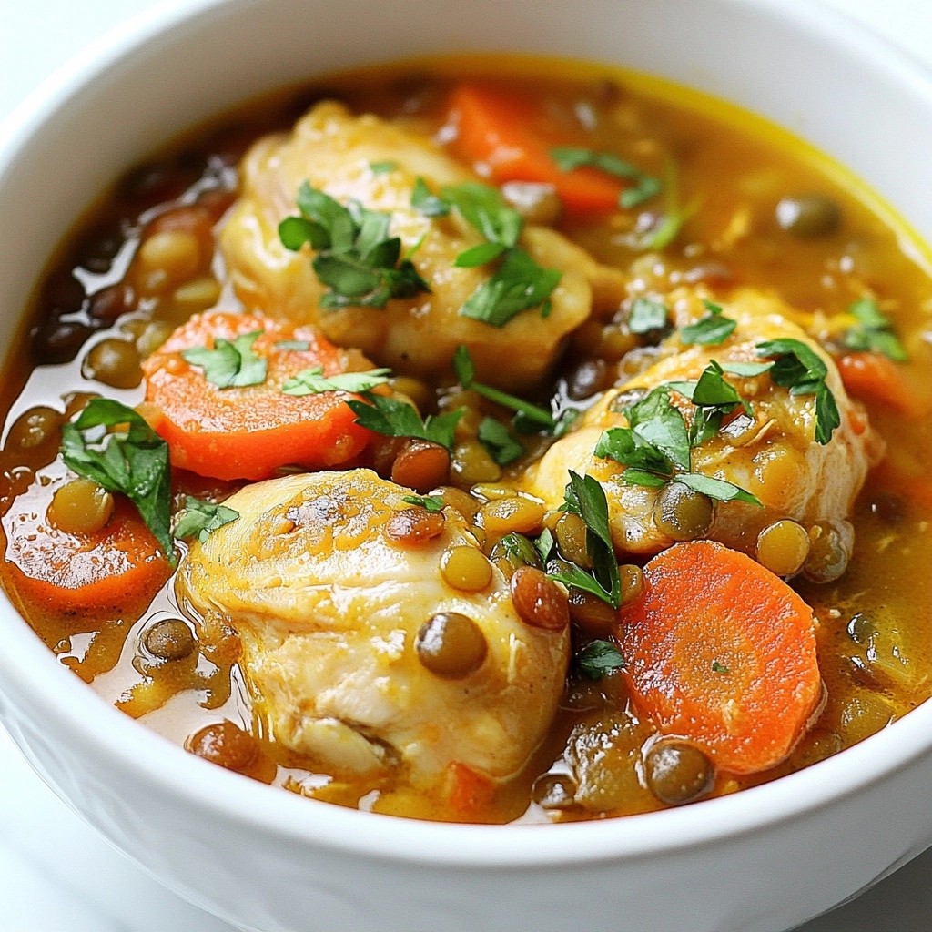 Hearty Chicken and Lentil Stew with Carrots Delight