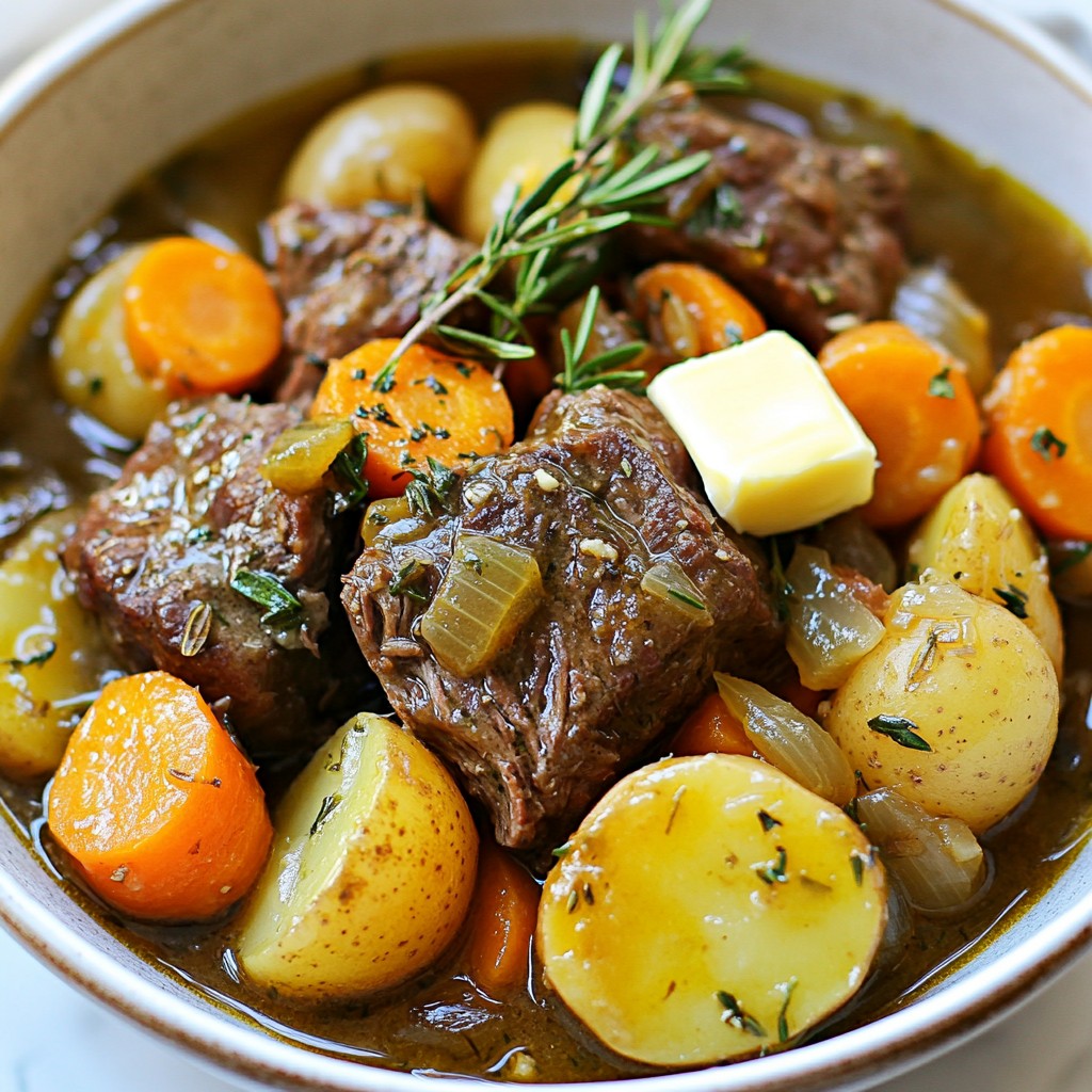 Slow Cooker Garlic Butter Beef with Potatoes Recipe