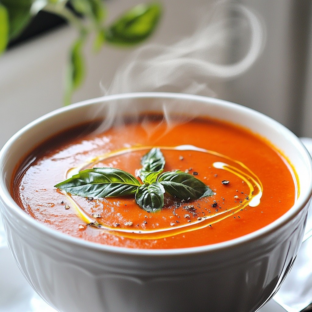 Creamy Soup Roasted Red Pepper and Tomato Delight