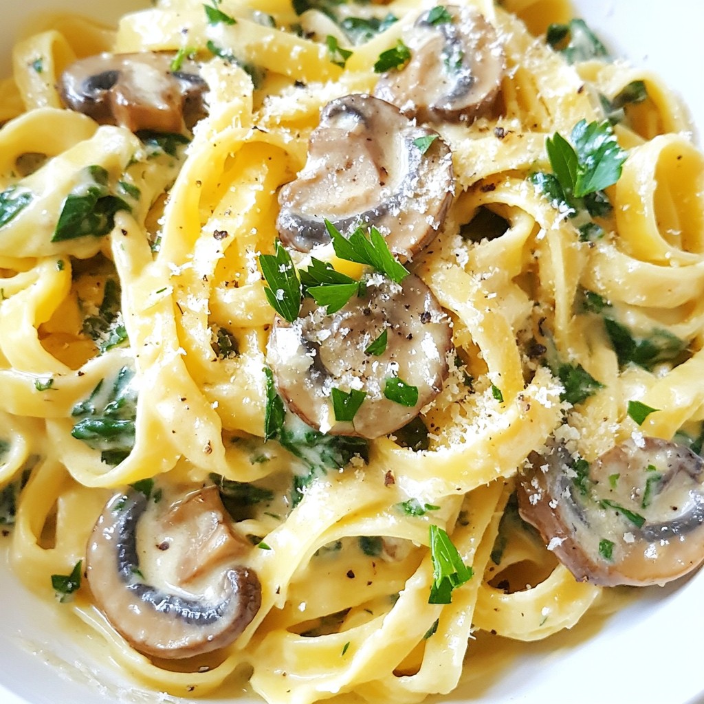 Creamy Mushroom Spinach Pasta Easy and Quick Recipe