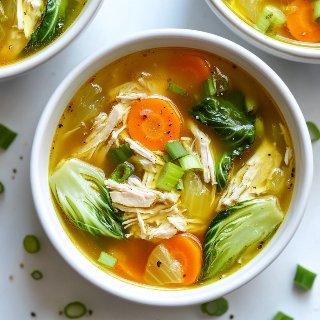 Chicken Soup with Ginger and Bok Choy Flavorful Dish