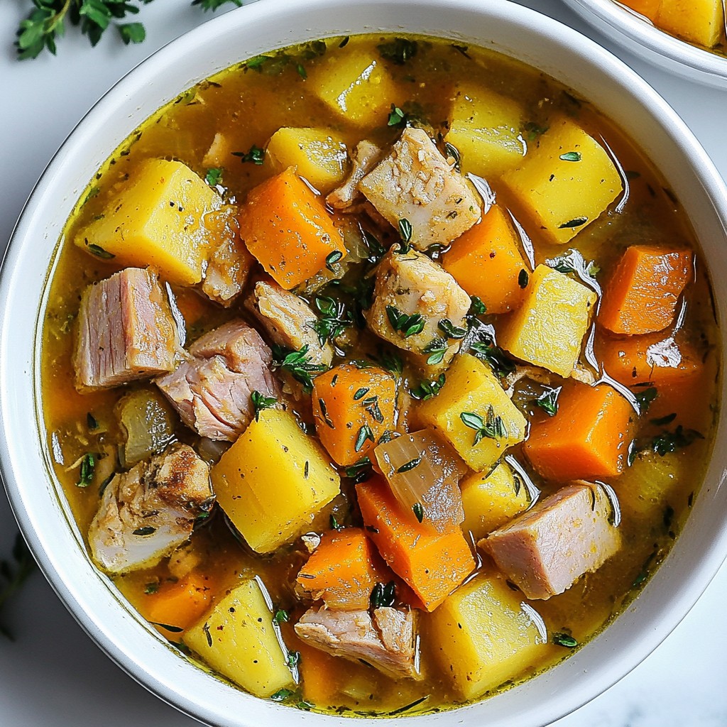 Hearty Root Vegetable and Turkey Ham Stew Delight