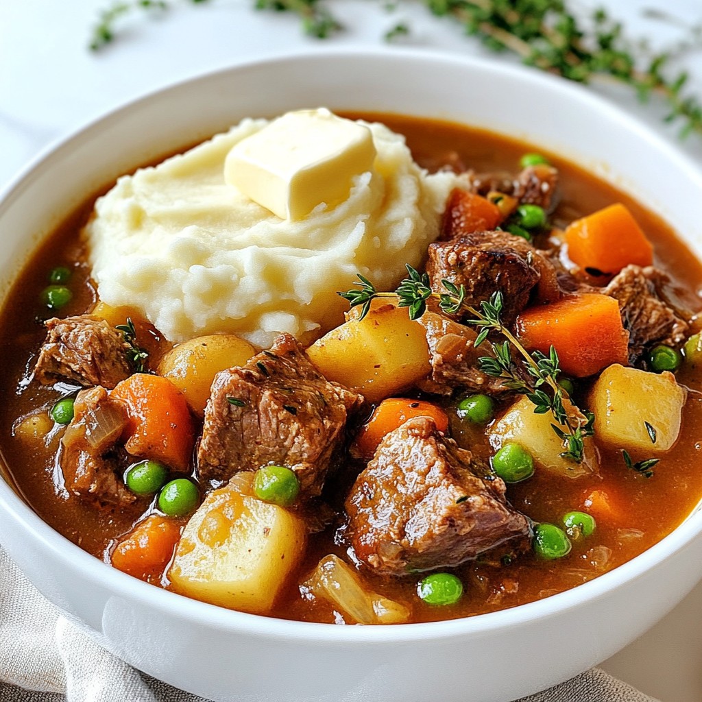 Irish Stew with Mashed Potatoes Savory and Hearty Meal