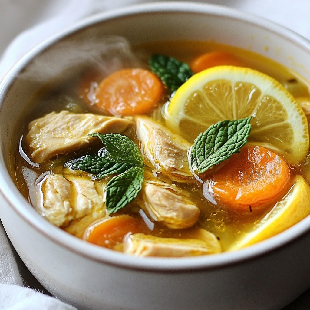 Chicken Soup with Lemon and Mint Flavor Boost