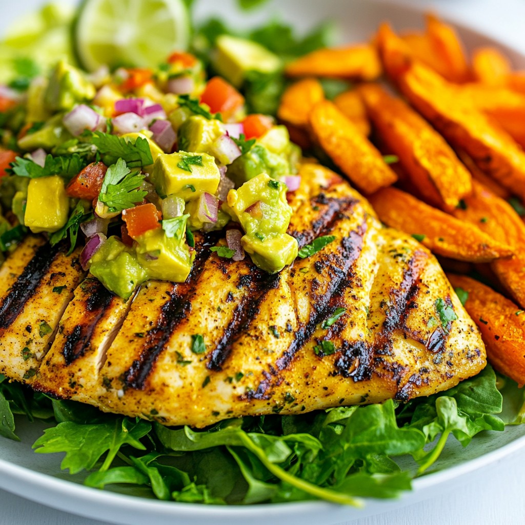 Grilled Herb Chicken with Sweet Potato Fries Delight