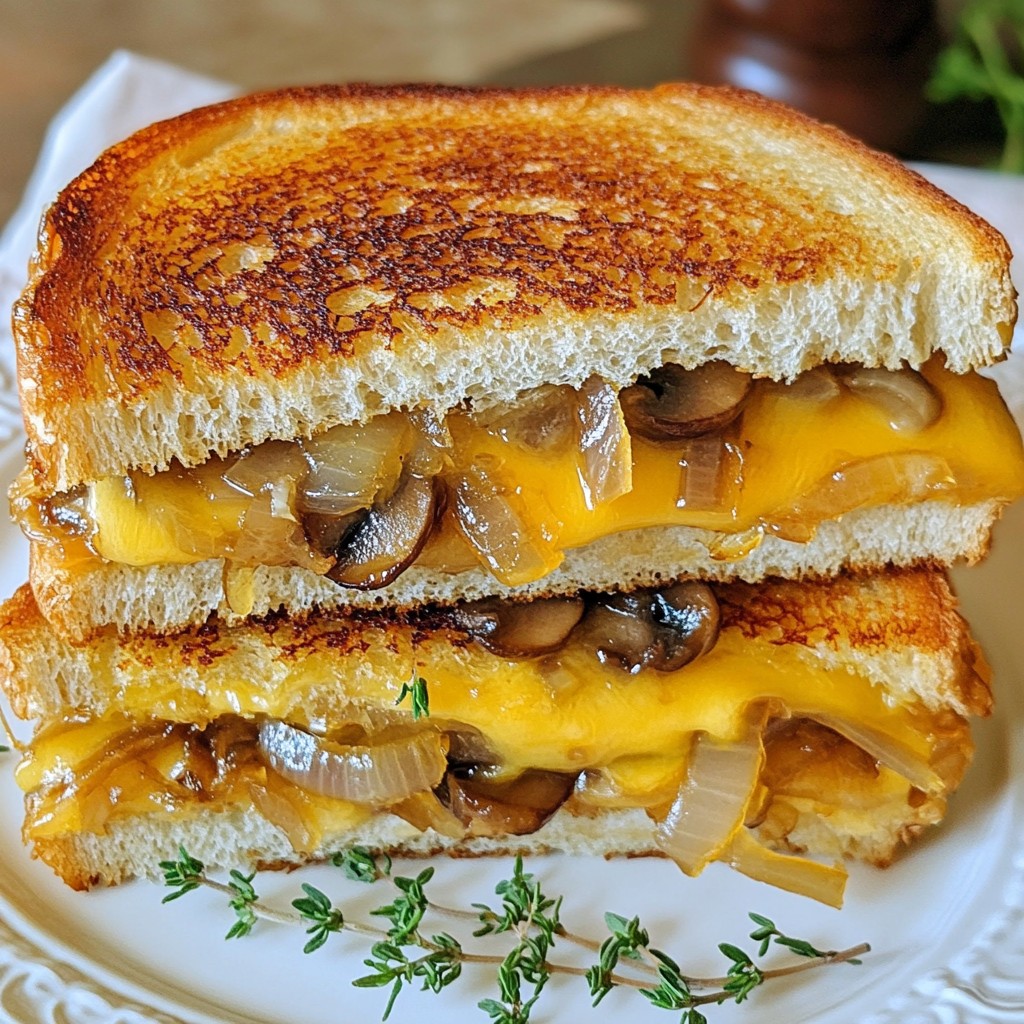 Gouda Mushroom Onion Grilled Cheese Delight Dish