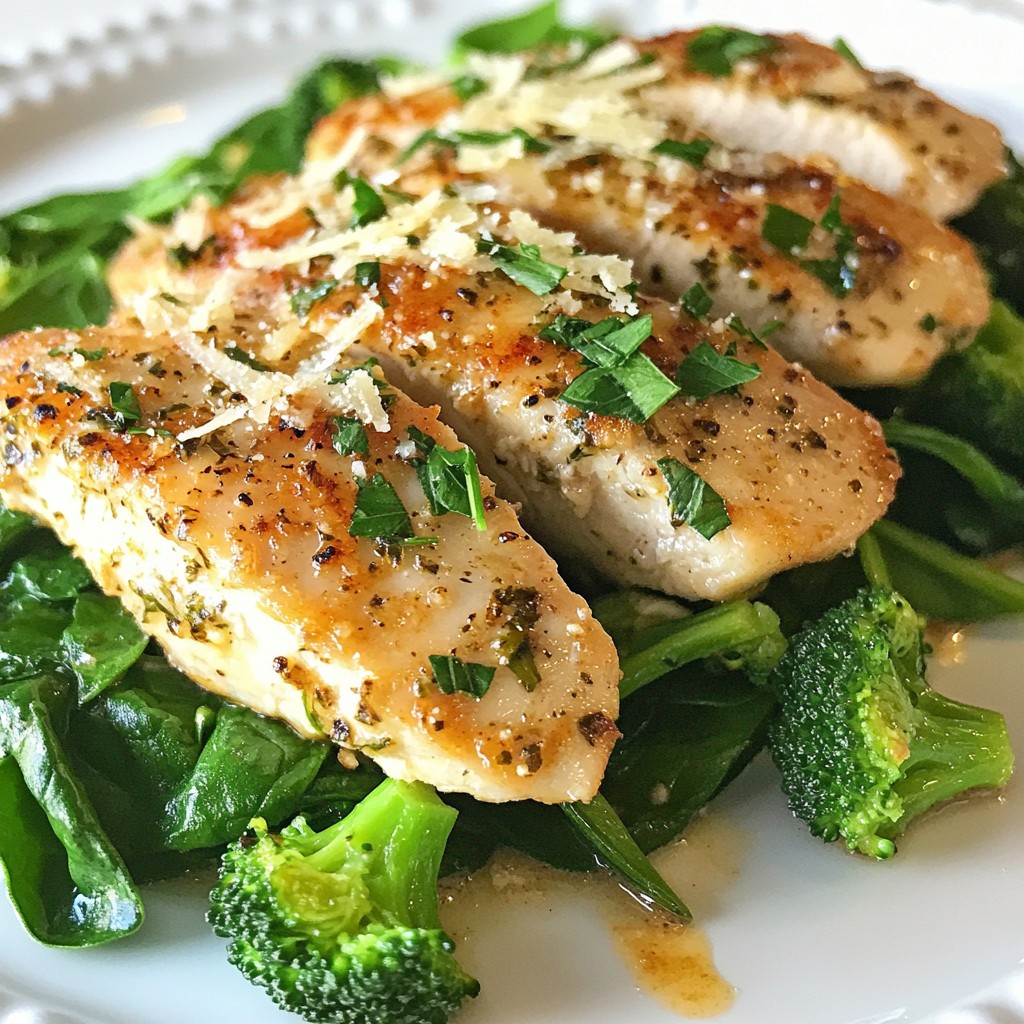 Garlic Chicken with Broccoli and Spinach Delight