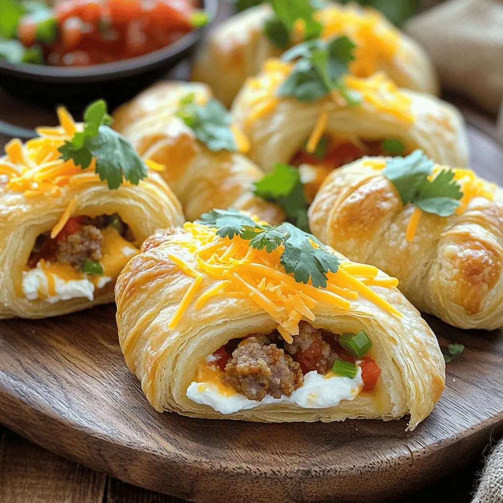 Rotel Sausage & Cream Cheese Crescents are a tasty snack. This dish wraps a creamy sausage filling inside baked crescent rolls. The filling combines breakfast sausage, cream cheese, and Rotel tomatoes. You can taste the zesty kick from the green chilies. Each bite offers a rich and savory flavor that keeps you coming back for more.