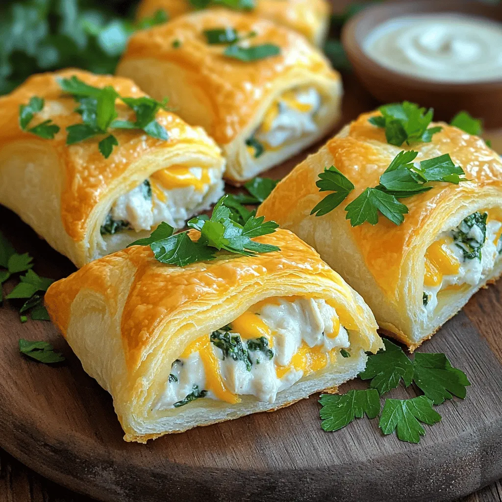 Chicken crescent rolls are a tasty dish made with flaky crescent roll dough and savory chicken filling. This recipe combines cooked chicken, cream cheese, and shredded cheddar cheese, all wrapped in a warm, golden crust. You can easily make them at home for a quick snack or a meal.